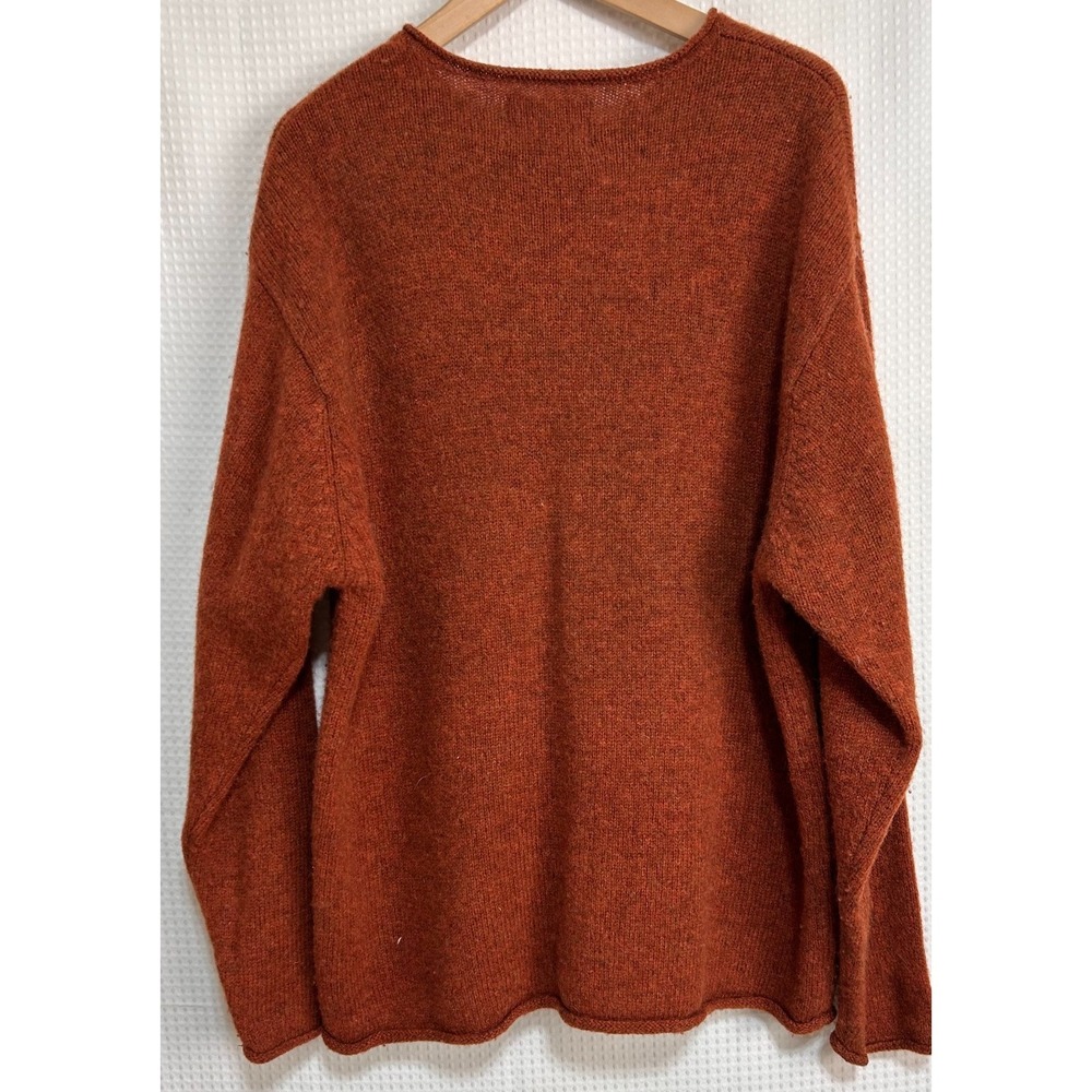 Vintage American Eagle Mens size‎ L 100% Shetland Wool weater Rust Orange g - Picture 10 of 12